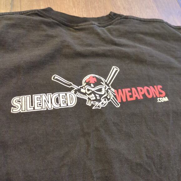 VTG Silenced Weapons Pirate Gun Adult XL Shirt Skulls Biker Choppers Warfare Y2K - Picture 2 of 8